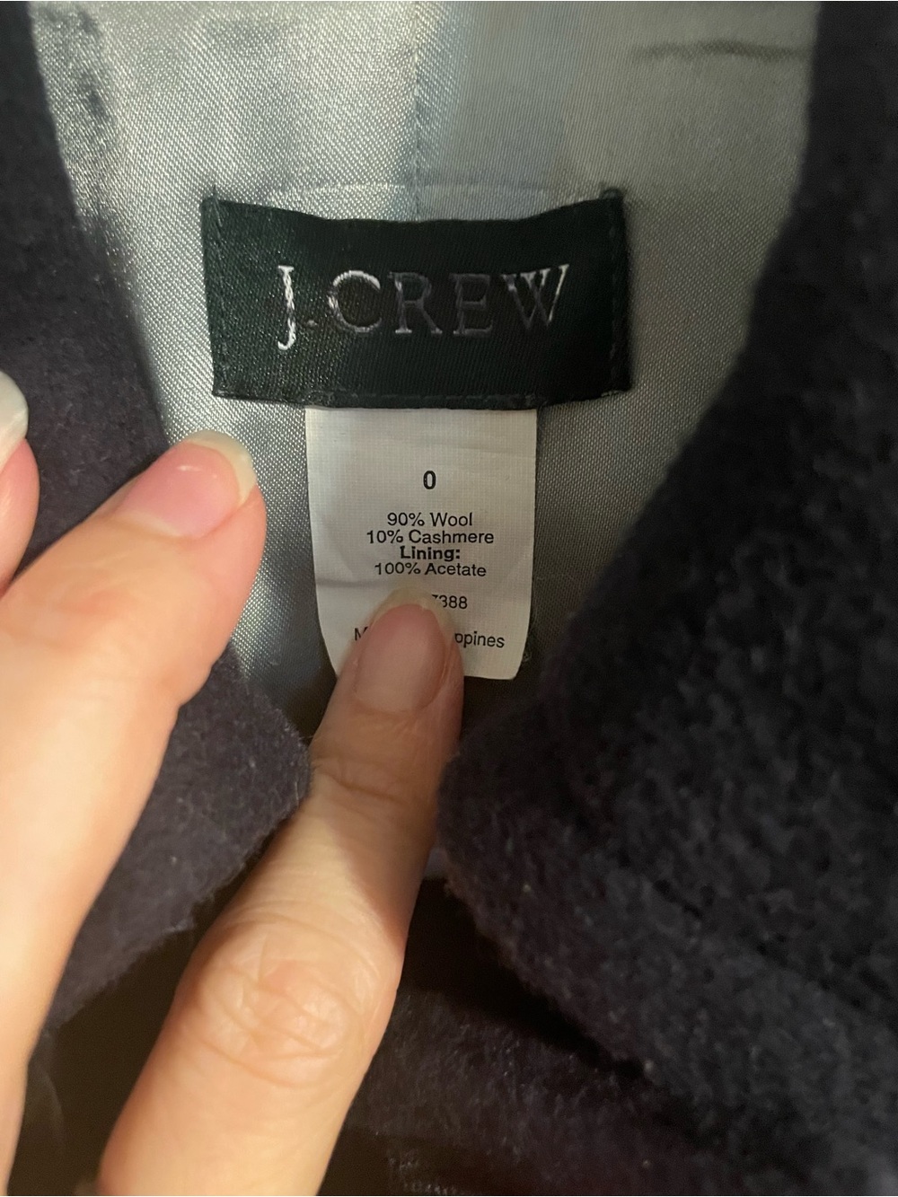 J. Crew Women's Wool and Cashmere Long Pea Coat in Navy - Picture 2 of 5
